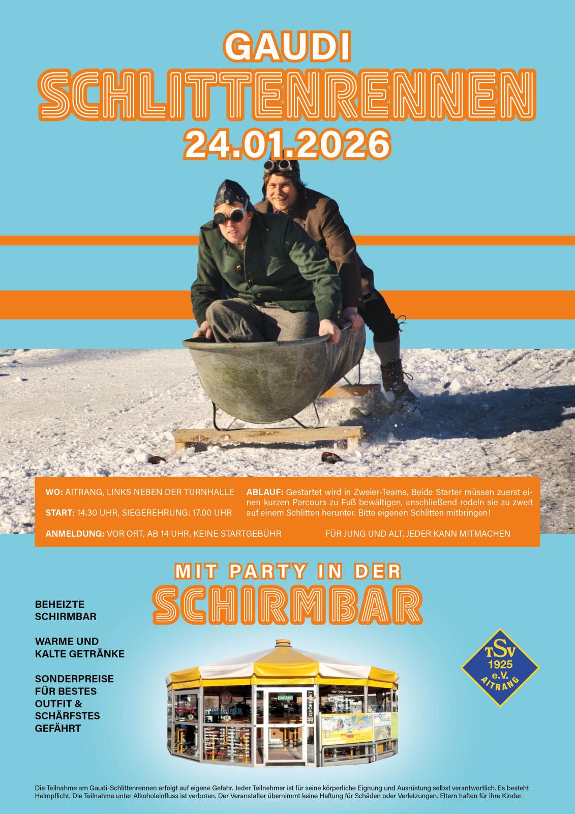 Gaudi Schlittenrennen + Schirmbar
